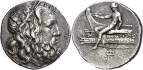 Greek Coins. Antigonos III Doson, 229 – 221. 
Tetradrachm, uncertain mint circa 227-225, AR 16.59 g. Head of Poseidon r., hair bound in seaweed. Rev....