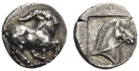 Greek Coins. The Mygdones and Krestones (?). 
Obol circa 465-450, AR 0.99 g. He-goat reclining r. Rev. Bridled horse head r. within shallow incuse sq...