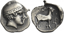 Greek Coins. Aenus. 
Diobol circa 435/4-433, AR 1.45 g. Head of Hermes r., wearing petasus. Rev. AIN Goat standing r.; to r., tall vine with sprouts;...