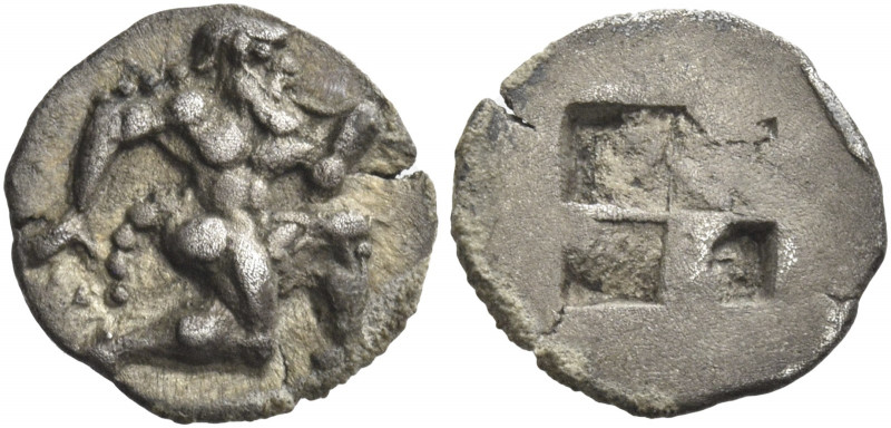 Greek Coins. Islands off Thrace, Thasos. 
Obol (?) circa 500, AR 0.78 g. Satyr ...