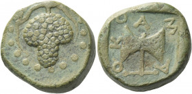 Greek Coins. Amadocus II, 359 – 351. 
Bronze 359-351, Æ 16.03 g. AM – ATOKO Bipennis within shallow incuse square. Rev. Bunch of grapes. Peter p. 134...