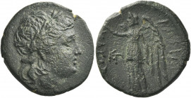 Greek Coins. Kavaros, circa 230/25-218. 
Bronze circa 230/25-218, Æ 5.65 g. Laureate head of Apollo r. Rev. [BAΣIΛEΩΣ – KAYAPOY] Nike standing l., ho...