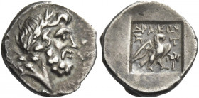 Greek Coins. Stratonicaea. 
Hemidrachm circa 150-120, AR 1.44 g. Laureate head of Zeus r. Rev. Σ – T Eagle standing r. with spread wings; in lower r....
