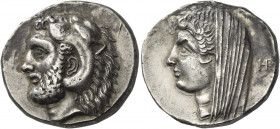 Greek Coins. Islands off Caria, Cos. 
Tetradrachm, magistrate Er- circa 365-355, AR 14.74 g. Head of Heracles l., wearing lion's skin headdress. Rev....
