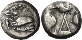 Greek Coins. Lycian dynasts, uncertain ruler circa 520 – 480. 
Stater, uncertain mint circa 520-480, AR 9.69 g. Forepart of boar l., with dotted trun...