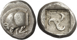 Greek Coins. Lycian dynasts, uncertain ruler circa 520 – 480. 
Stater, uncertain mint circa 500-470/60, AR 9.32 g. Forepart of boar l. Rev. Trisceles...