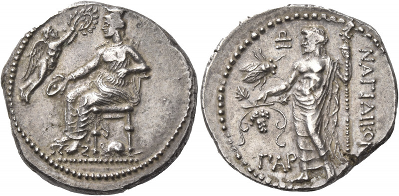 Greek Coins. Nagidus. 
Stater circa 375-365, AR 10.17 g. Aphrodite seated l. on...