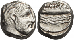Greek Coins. Phoenicia, Aradus. 
Uncertain king circa 348-338. Tetrobol circa 348/7-339/8, AR 3.52 g. Laureate head of marine deity r. Rev. Galley r....