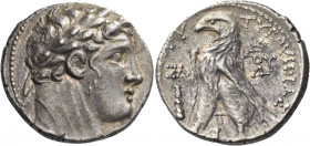 Greek Coins. Tyre. 
Shekel year 37 (90/89), AR 14.35 g. Laureate bust of Melqart r. Rev. ΤΥPΟΥ ΙΕΡΑΣ – [ΚΑΙ ΑΣΥΛΟ]Υ Eagle standing l. on prow, with p...