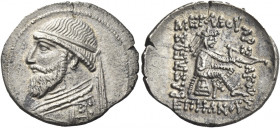 Greek Coins. Mithradates II, 123 – 88. 
Drachm, Ecbatana 123-88, AR 3.01 g. Diademed bust l., wearing royal mantle. Rev. ΒΑΣΙΛΕΩΣ ΜΕΓΑΛΟΥ ΑΡΣΑΚΟΥ ΕΠΙ...