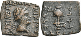 Greek Coins. Nicias, circa 129 – 125. 
Quadruple unit, Demetrias in Arachosias (?), Æ 7.89 g. BAΣIΛEΩΣ ΣΩTHPOΣ – NIKPOY Draped bust of Poseidon r., t...