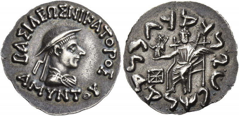 Greek Coins. Amyntas, circa 80 – 65. 
Indian standard drachm, Demetrias in Arac...