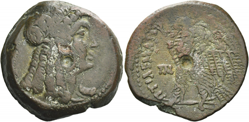 Greek Coins. Ptolemy VI Philometor, 180 – 145. 
Bronze 163-145, Æ 16.19 g. Head...