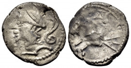 CELTIC, Southern Gaul. Allobroges. First quarter of the 1st century BC. Drachm (Silver, 15 mm, 2.19 g, 12 h). Helmeted head of Mars to left. Rev. Hipp...