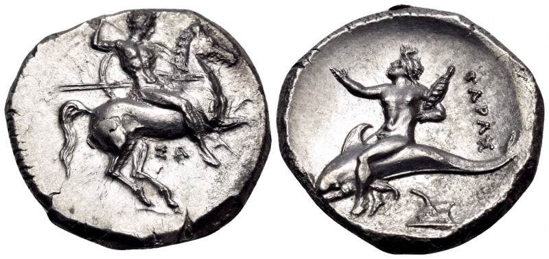 CALABRIA. Tarentum. Circa 290-281 BC. Nomos (Silver, 21 mm, 7.81 g, 5 h), struck...