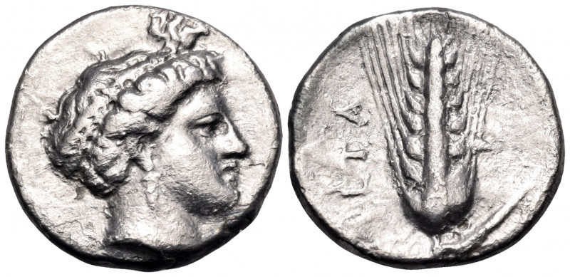 LUCANIA. Metapontum. Circa 400-340 BC. Nomos (Silver, 20.5 mm, 7.49 g, 9 h). Fem...