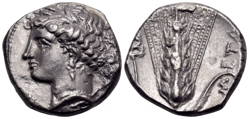LUCANIA. Metapontum. Circa 340-330 BC. Nomos (Silver, 19 mm, 7.88 g, 6 h), struc...