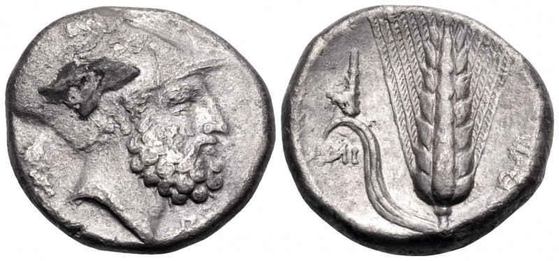 LUCANIA. Metapontum. Circa 340-330 BC. Nomos (Silver, 20 mm, 7.79 g, 10 h), stru...