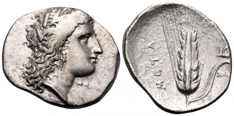 LUCANIA. Metapontum. Circa 330-290 BC. Nomos (Silver, 24 mm, 7.87 g, 9 h). Head ...