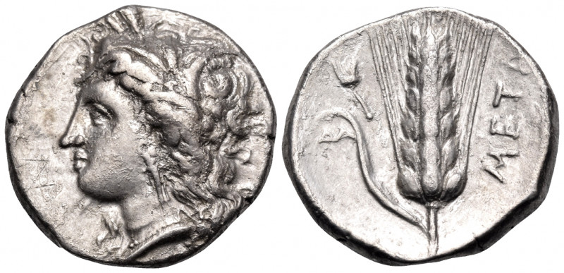 LUCANIA. Metapontum. Circa 330-290 BC. Nomos (Silver, 21 mm, 7.86 g, 8 h), struc...