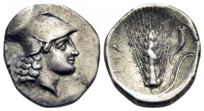 LUCANIA. Metapontion. Circa 325-275 BC. Diobol (Silver, 12.5 mm, 1.20 g, 12 h). ...