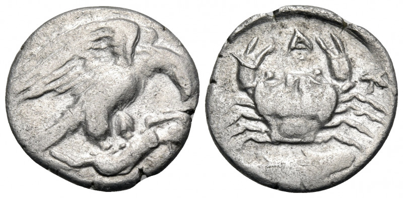 SICILY. Akragas. Circa 420-410 BC. Hemidrachm (Silver, 15 mm, 1.49 g, 8 h). AK E...