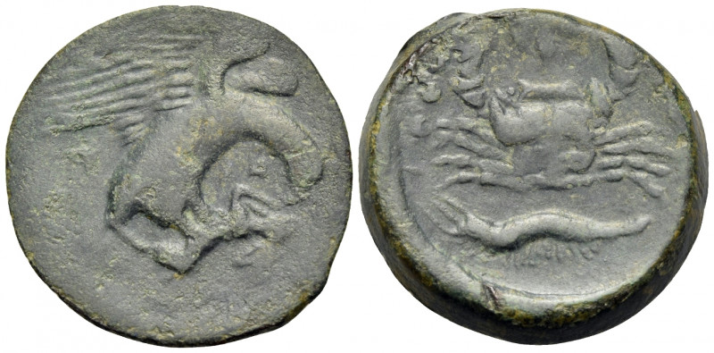SICILY. Akragas. Circa 420-406 BC. Tetras (Bronze, 27 mm, 11.00 g, 8 h), c. 413-...