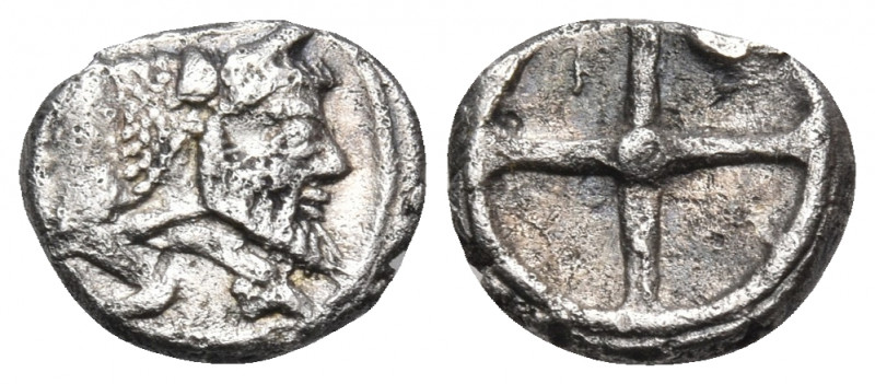 SICILY. Gela. Circa 480/75-475/70 BC. Obol (Silver, 8 mm, 0.68 g). CEΛAΣ Forepar...
