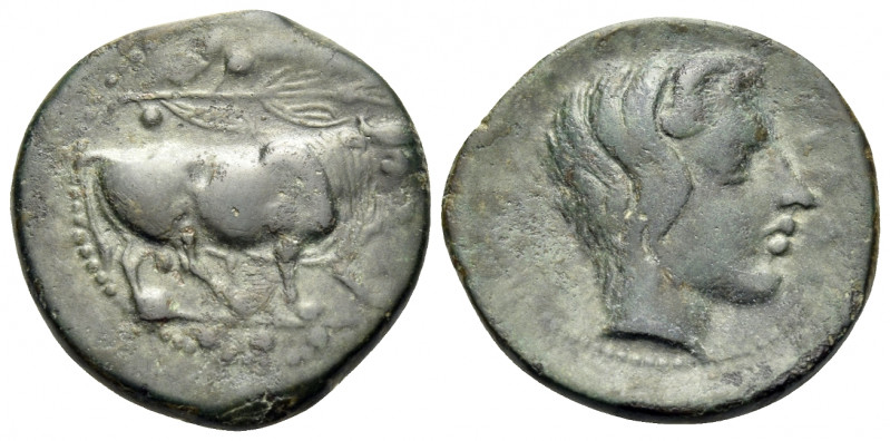 SICILY. Gela. Circa 420-405 BC. Tetras (Bronze, 18 mm, 3.51 g, 9 h). Bull walkin...