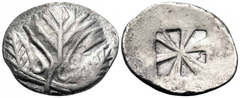 SICILY. Selinos. Circa 540-515 BC. Didrachm (Silver, 26 mm, 8.55 g). Selinon lea...