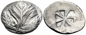 SICILY. Selinos. Circa 540-515 BC. Didrachm (Silver, 26 mm, 8.55 g). Selinon leaf. Rev. Incuse square composed of twelve compartments, six sunken and,...