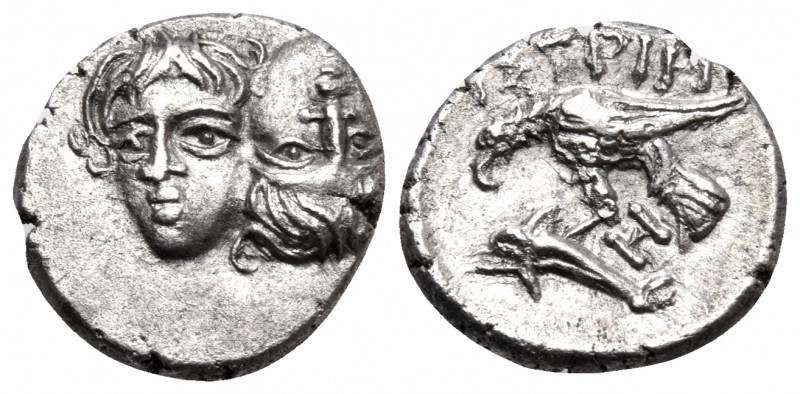 MOESIA. Istros. Circa 400-350 BC. Diobol (Silver, 12 mm, 1.43 g, 2 h). Two facin...