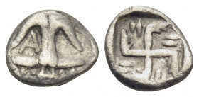 THRACE. Apollonia Pontika. Mid 4th century BC. Hemiobol (Silver, 7.5 mm, 0.42 g). A Anchor. Rev. Swastika within incuse square, two lines in each quar...