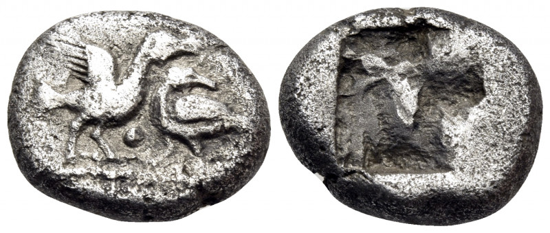 MACEDON. Eion. Circa 480-470 BC. Drachm (Silver, 15 mm, 3.84 g). Two geese, one ...