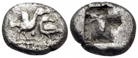 MACEDON. Eion. Circa 480-470 BC. Drachm (Silver, 15 mm, 3.84 g). Two geese, one standing to right with spread wings and the other, standing left with ...