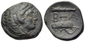 KINGS OF MACEDON. Alexander III ‘the Great’, 336-323 BC. (Bronze, 12.5 mm, 5.20 g, 9 h), Uncertain Macedonian mint, circa 325-310. Head of Herakles to...