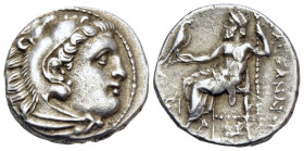 KINGS OF MACEDON. Alexander III ‘the Great’, 336-323 BC. Drachm (Silver, 15 mm, 4.21 g, 12 h), uncertain mint, probably Sardes. Head of youthful Herak...