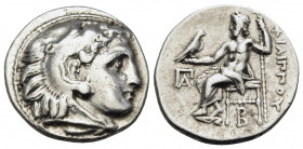 KINGS OF MACEDON. Philip III Arrhidaios, 323-317 BC. Drachm (Silver, 17.5 mm, 4.19 g, 12 h), Kolophon. Head of Herakles to right, wearing lion's skin ...