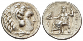 KINGS OF MACEDON. Philip III Arrhidaios, 323-317 BC. Drachm (Silver, 16 mm, 4.25 g, 12 h), Sardes, 323-319. Head of Herakles to right, wearing lion's ...