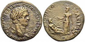 THRACE. Philippopolis. Domitian, 81-96. (Bronze, 31.5 mm, 16.95 g, 7 h), 88-89. IMP CAES DOMIT AVG GERM COS XIIII CENS PER P P
 Laureate head of Domit...