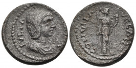 MACEDON. Cassandraea. Julia Domna, Augusta, 193-217. Assarion (Bronze, 19 mm, 4.82 g, 7 h). IVLIA [DOMNA AVG(?)] Draped bust of Julia Domna to right. ...