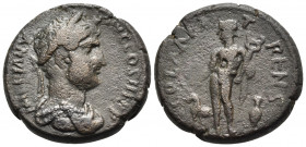 ACHAEA. Patrae. Hadrian, 117-138. Assarion (Bronze, 20 mm, 8.11 g, 1 h), 128-138. HADRIANVS AVG COS III P P Laureate and draped bust of Hadrian to rig...