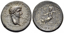 PHRYGIA. Acmoneia. Nero, 54-68. Hemiassarion (Orichalcum, 20.5 mm, 4.63 g, 12 h), struck under the archon Lucius Servinius Capito, with his wife Iulia...