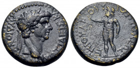PHRYGIA. Cotiaeum. Claudius, 41-54. Assarion (Bronze, 13 mm, 5.54 g, 1 h), struck under the magistrate Varus. KOTIAEIΣ KΛAYΔION KAIΣAPA Laureate head ...
