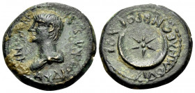 PHRYGIA. Philomelium. Nero, as Caesar, 50-54. Hemiassarion or Semis (Bronze, 18 mm, 3.77 g, 8 h), struck under the magistrate Brocchos, during the rei...