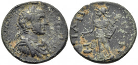 PAMPHYLIA. Side. Severus Alexander, 222-235. Pentassarion (Bronze, 27 mm, 10.34 g, 12 h). Legend indistinct Laureate, draped and cuirassed bust of Sev...