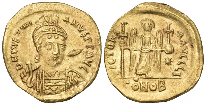 Justinian I, 527-565. Solidus (Gold, 20.5 mm, 3.91 g, 6 h), Constantinople, 10th...