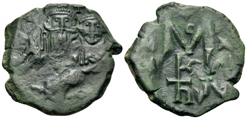 Heraclius, with Heraclius Constantine, 610-641. Follis (Bronze, 25 mm, 7.15 g, 5...