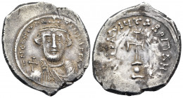 Constans II, 641-668. Hexagram (Silver, 25 mm, 6.45 g, 6 h), Constantinople, 648-651/2. d N CONSTAN-TINЧS P P AV Crowned facing bust of Constans II, b...
