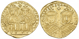 Constantine VI, with Leo III, Constantine V, and Leo IV, 780-797. Solidus (Gold, 22.5 mm, 4.40 g, 6 h), Constantinople, 780-787. LЄOҺ-VS S ЄΓΓOҺ COҺSτ...